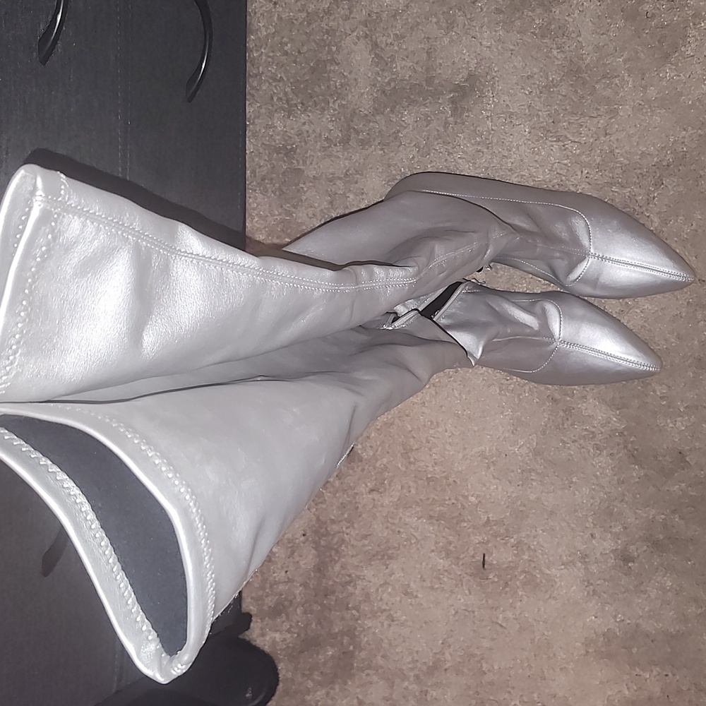 Silver Thigh High Boots